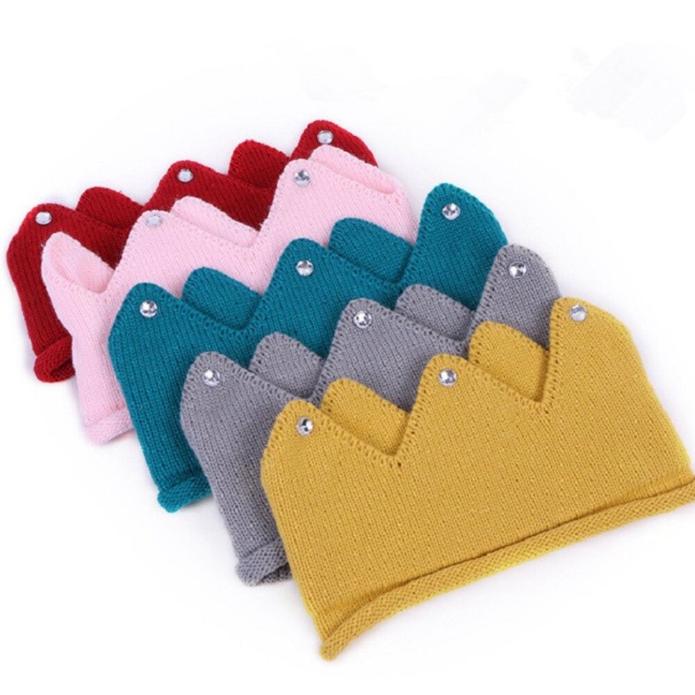 Woolen Baby Crown Baby Knit Hat Baby headband baby beanie Gold Crown baby crown
